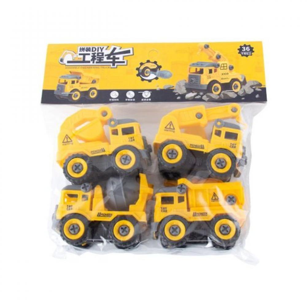 4pcs Construção Brinquedo De Engenharia Carro De Bombeiros Caminhão Parafuso Construir