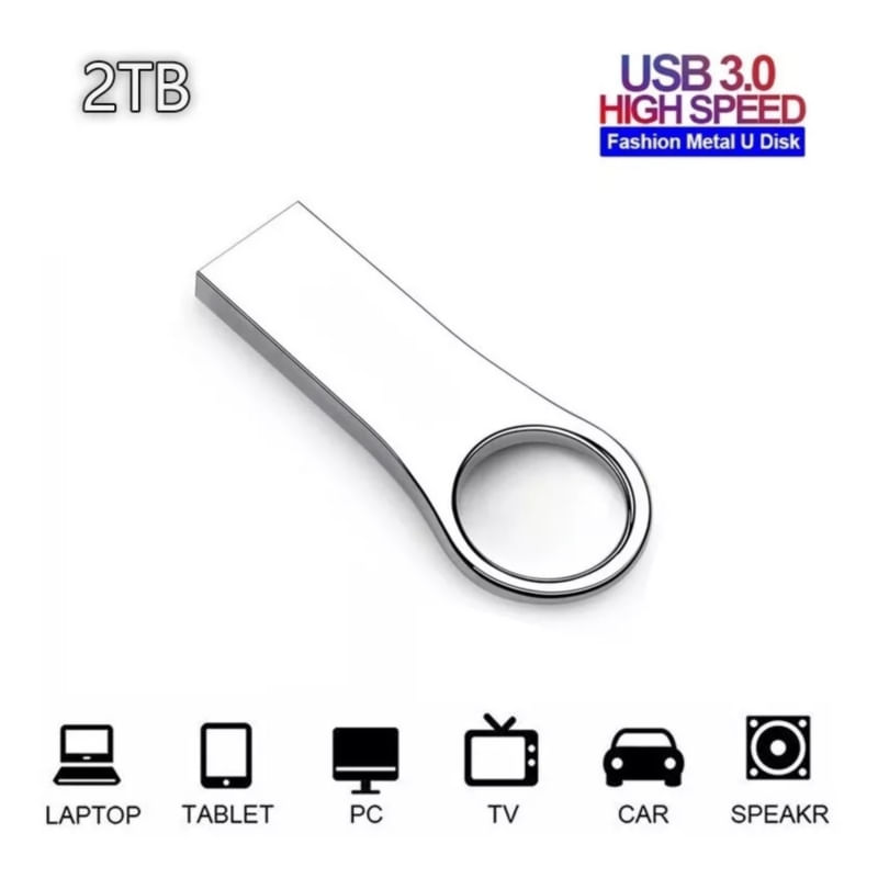 Chaveiro Usb Flash Drive, Estojo Metálico Com Memória De 2 Tb