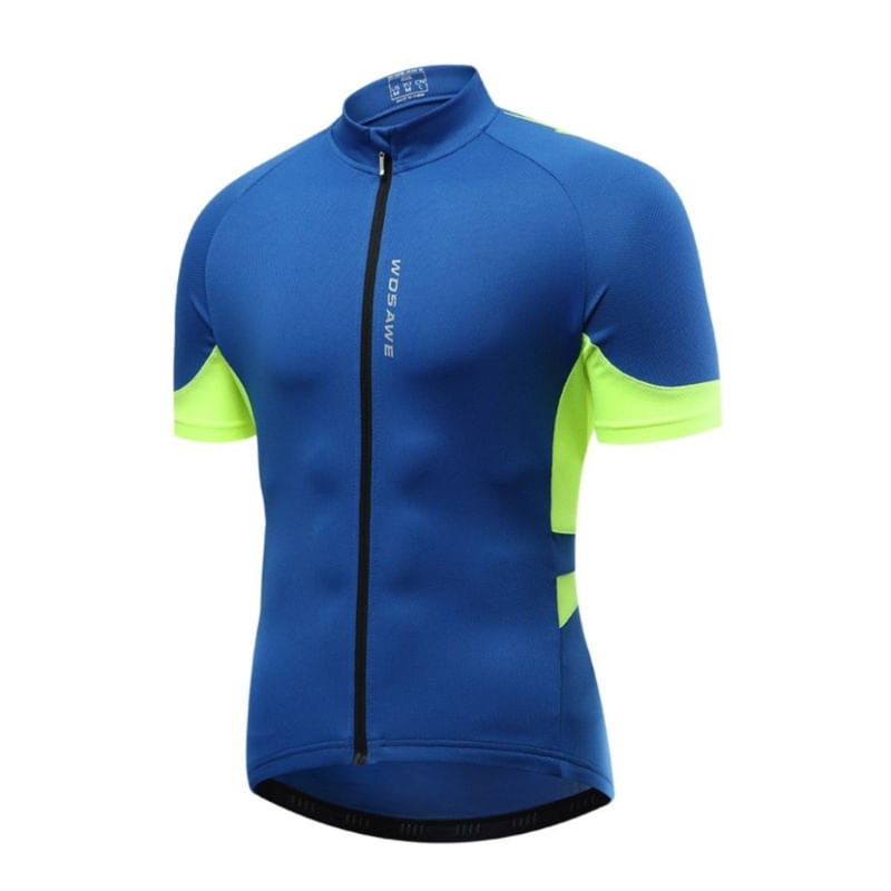 Jersey De Ciclismo Wosawe Bo251 Para Homens Azul E Verde Limão