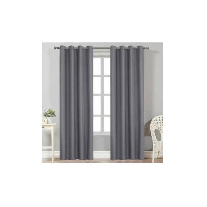 Conjunto De Cortinas De Tecido Blackout, 2 Panos, Cinza, 230 Cm X 140 Cm