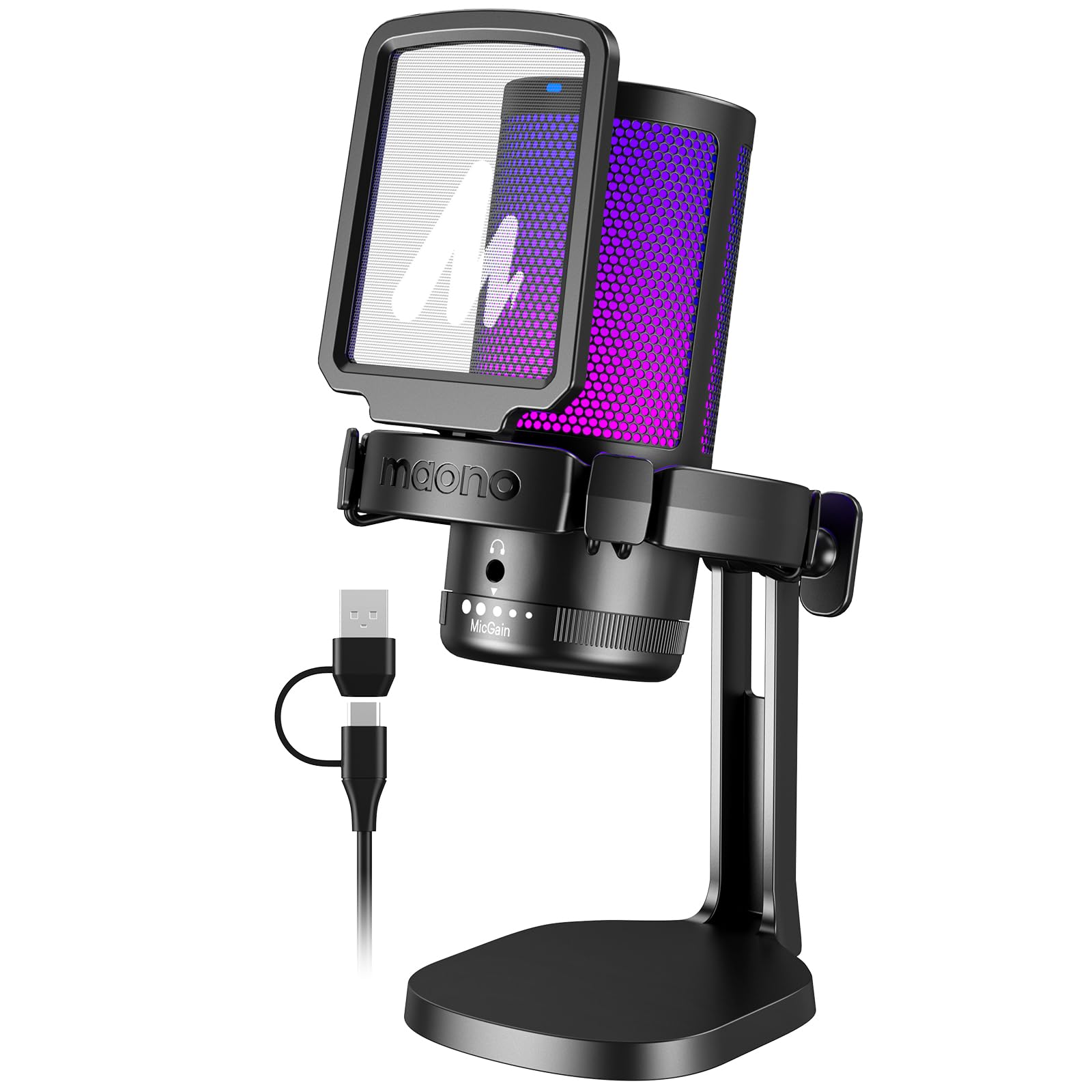 Microfone Usb Para Jogos Maono Gamerwave Com Luzes Rgb