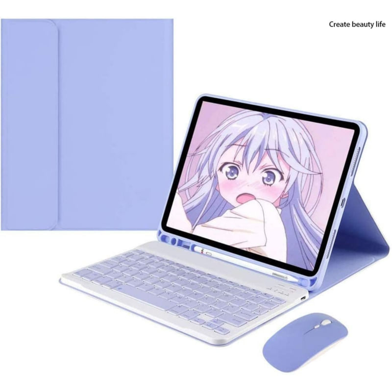 Capa De Teclado E Mouse Para Galaxy Tab S6 Lite Roxa