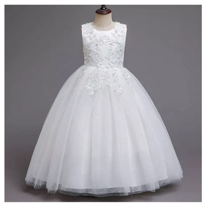 Vestido De Batizado Mod Catalina White Para Casamento E Comunhão