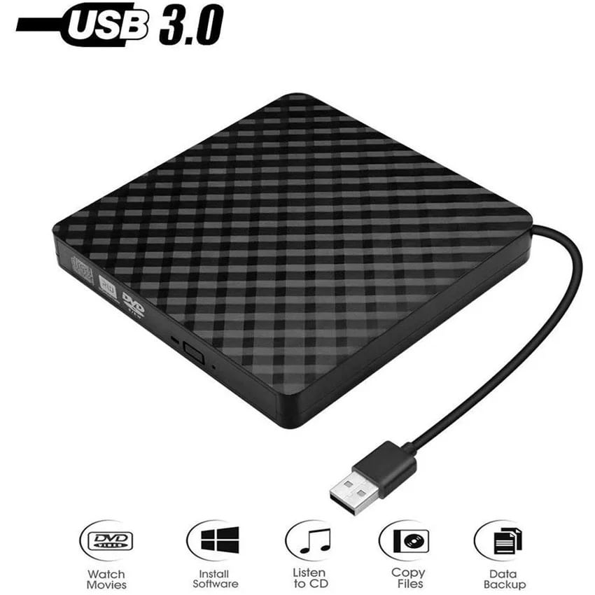Gravador Externo De Dvd/cd Usb 3.0 Reader Preto