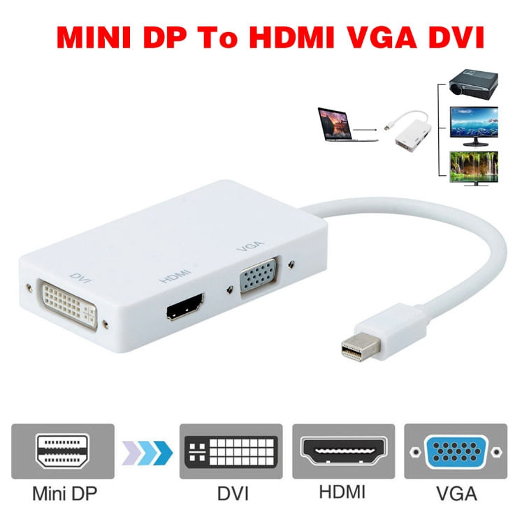 3 Em 1 Vga Adapter Thunderbolt Converter Mini Displayport D