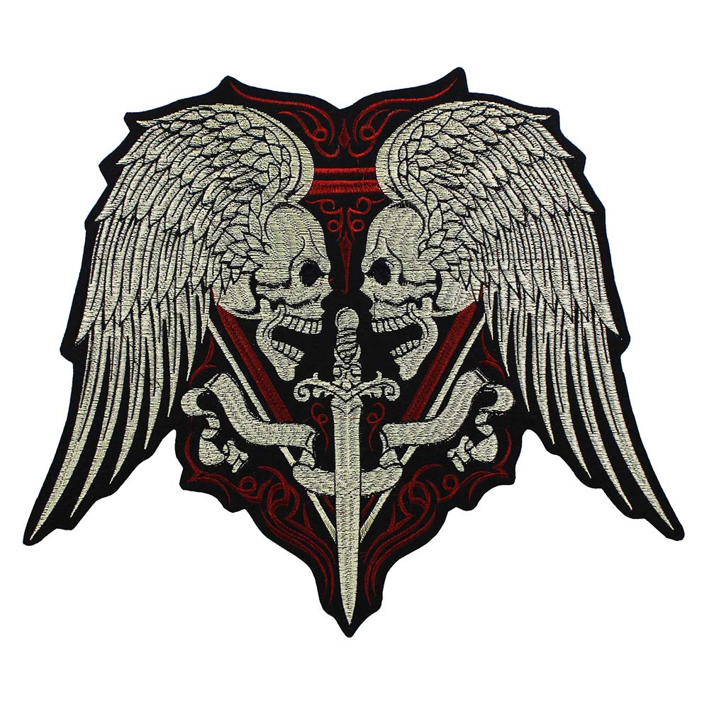 Aplique Bordado Skull Sword Patches Iron On Jacket