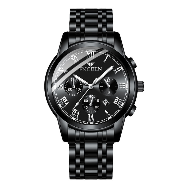 Relógio Glow-in-the-dark Calendar Business Steel Strap Men