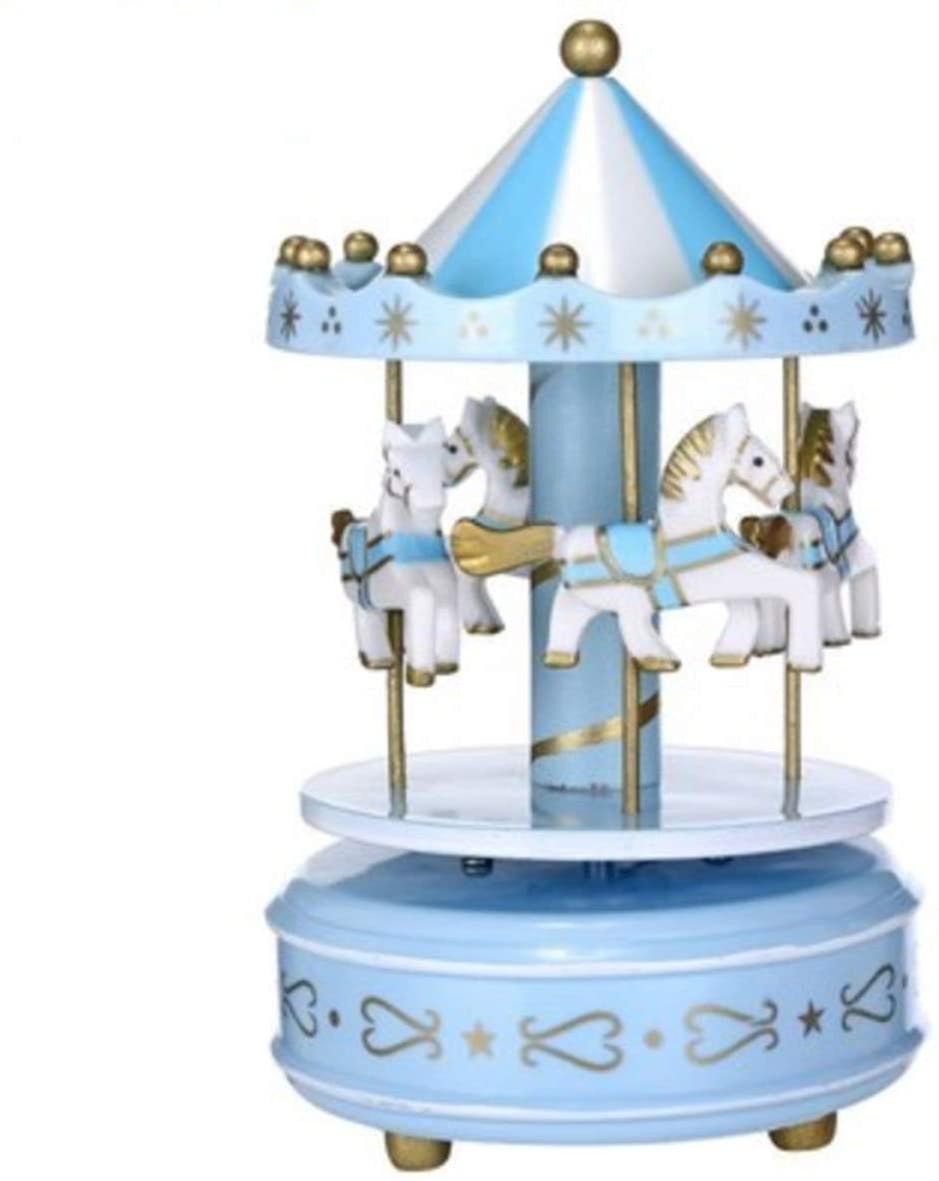 Vintage Azul De Madeira Merry-go-round Cavalo Aniversário De Natal