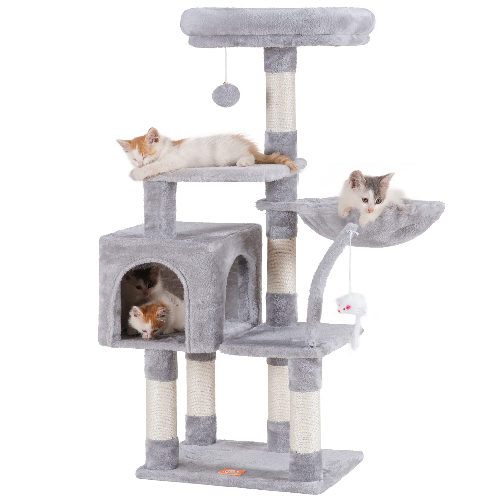 Cat Tree Heybly Hct004sw Com Poleiro De Pelúcia Acolchoado Cinza Claro