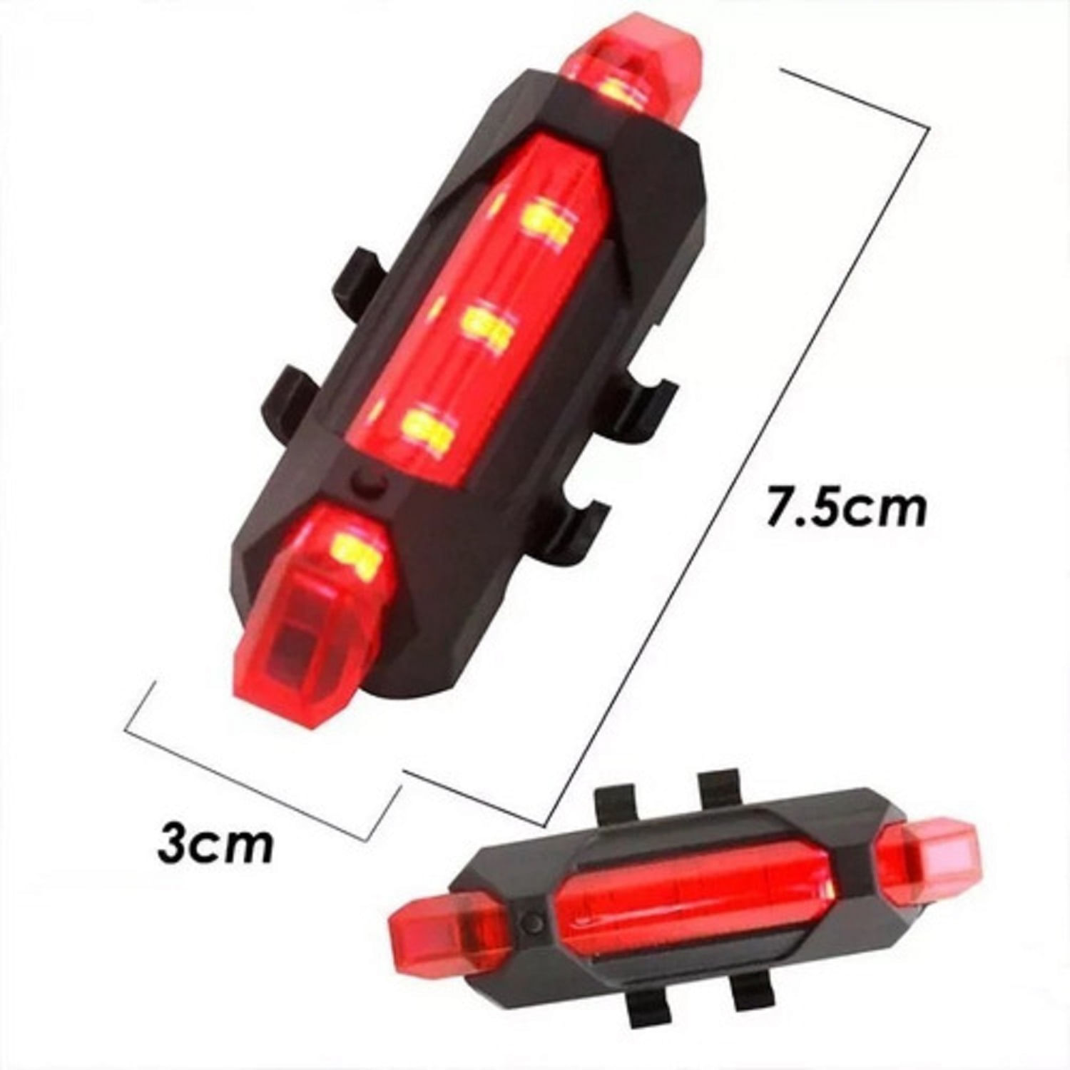 Luz De Bicicleta Vermelha Usb Recarregável À Prova D'água