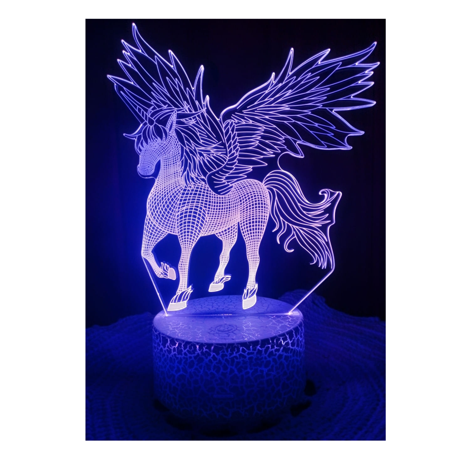 Lâmpada Led Pegasus 3d Illusion De 7 Cores Com Usb E Bateria