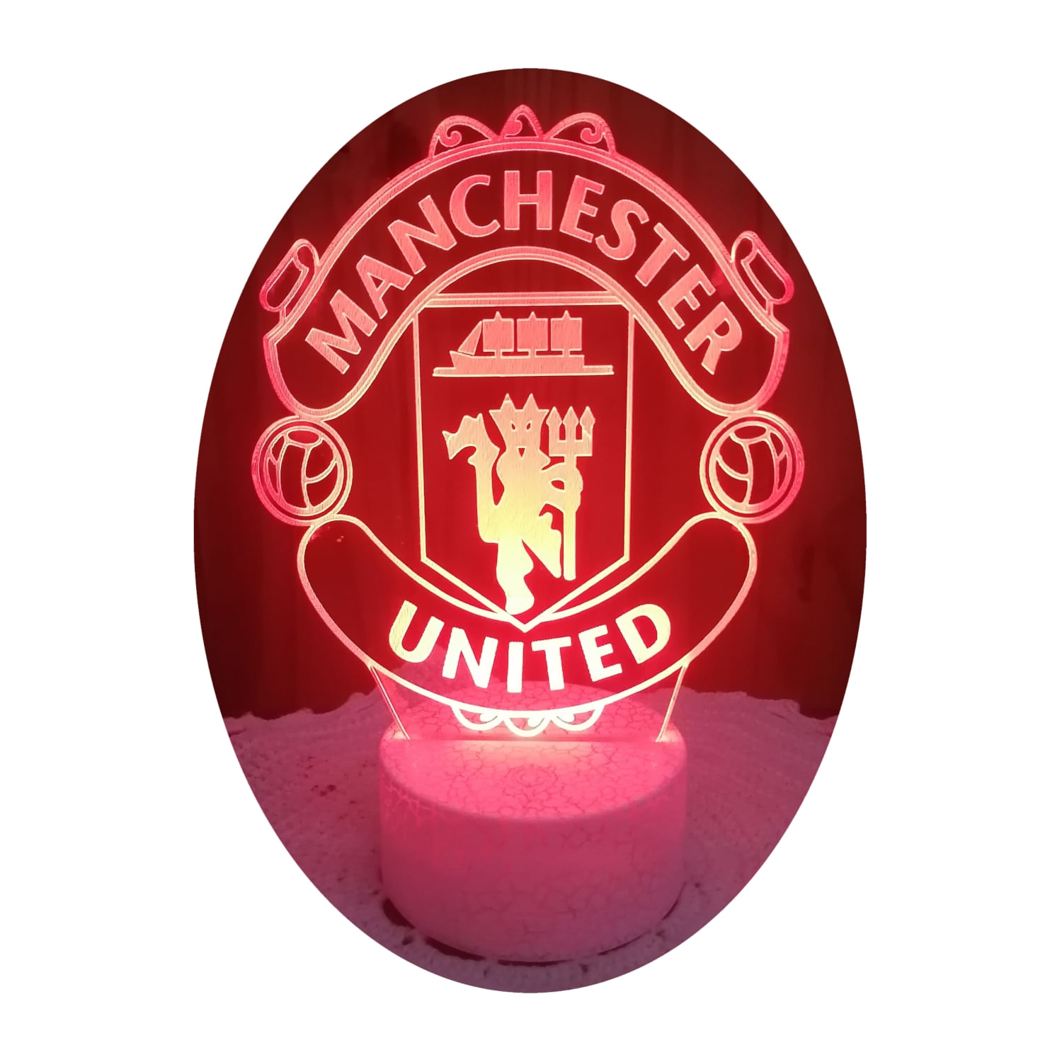 Lâmpada 3d Manchester United England Badge 7 Cores Led