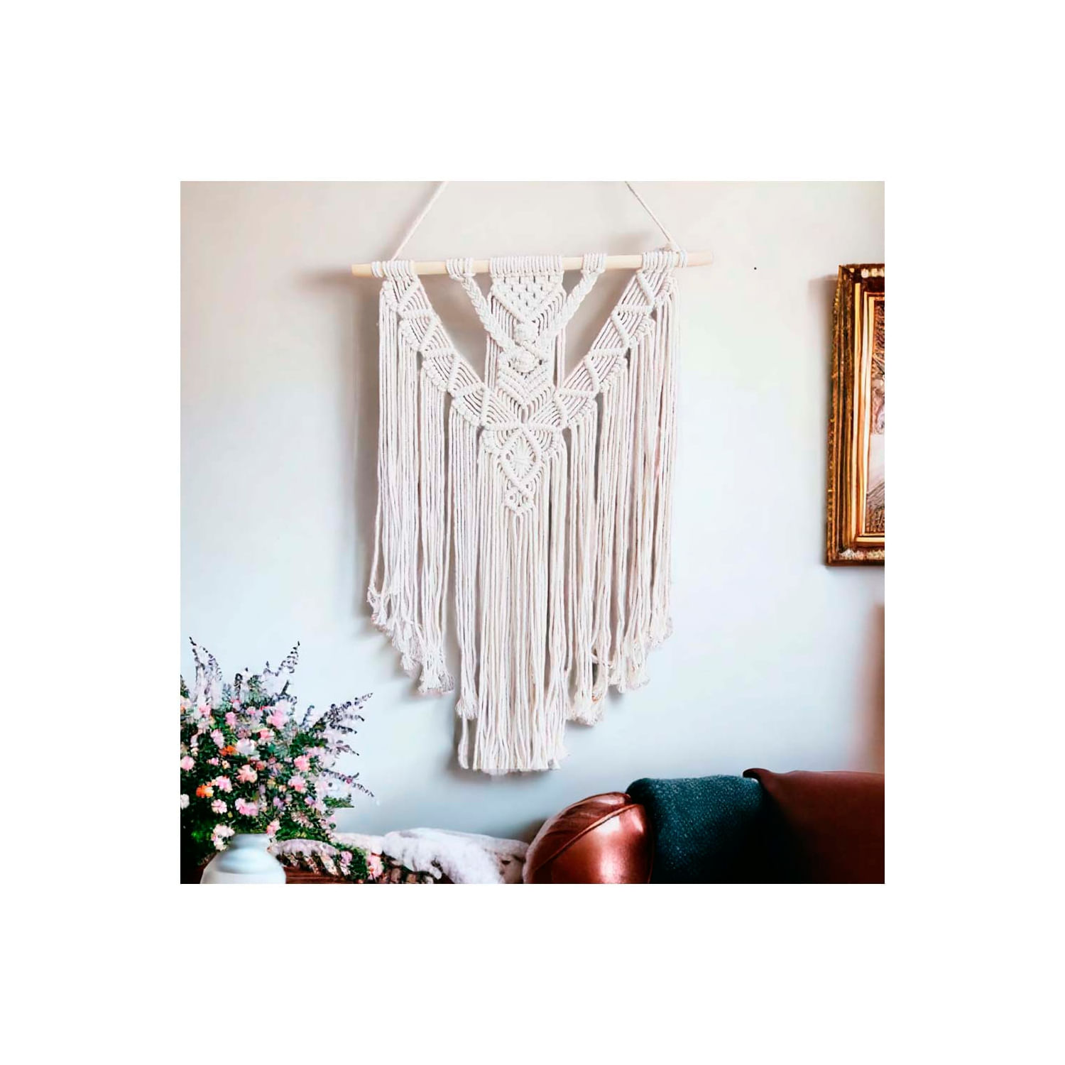 Tapeçaria Tecida Para Pendurar Na Parede, Arte Boêmia Em Macramê, 50x100cm