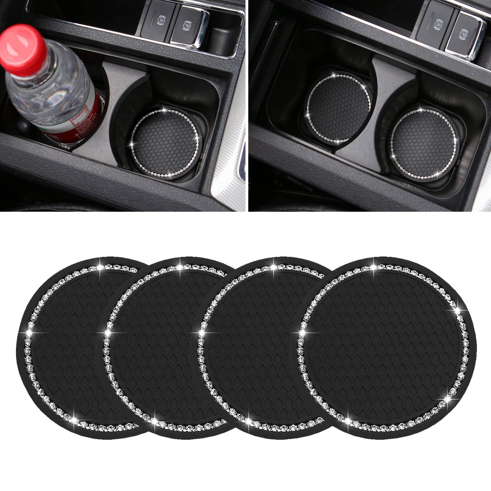 Porta-copos Diy1234 Bling Diamond Soft Rubber, 7 Cm, Pacote Com 4