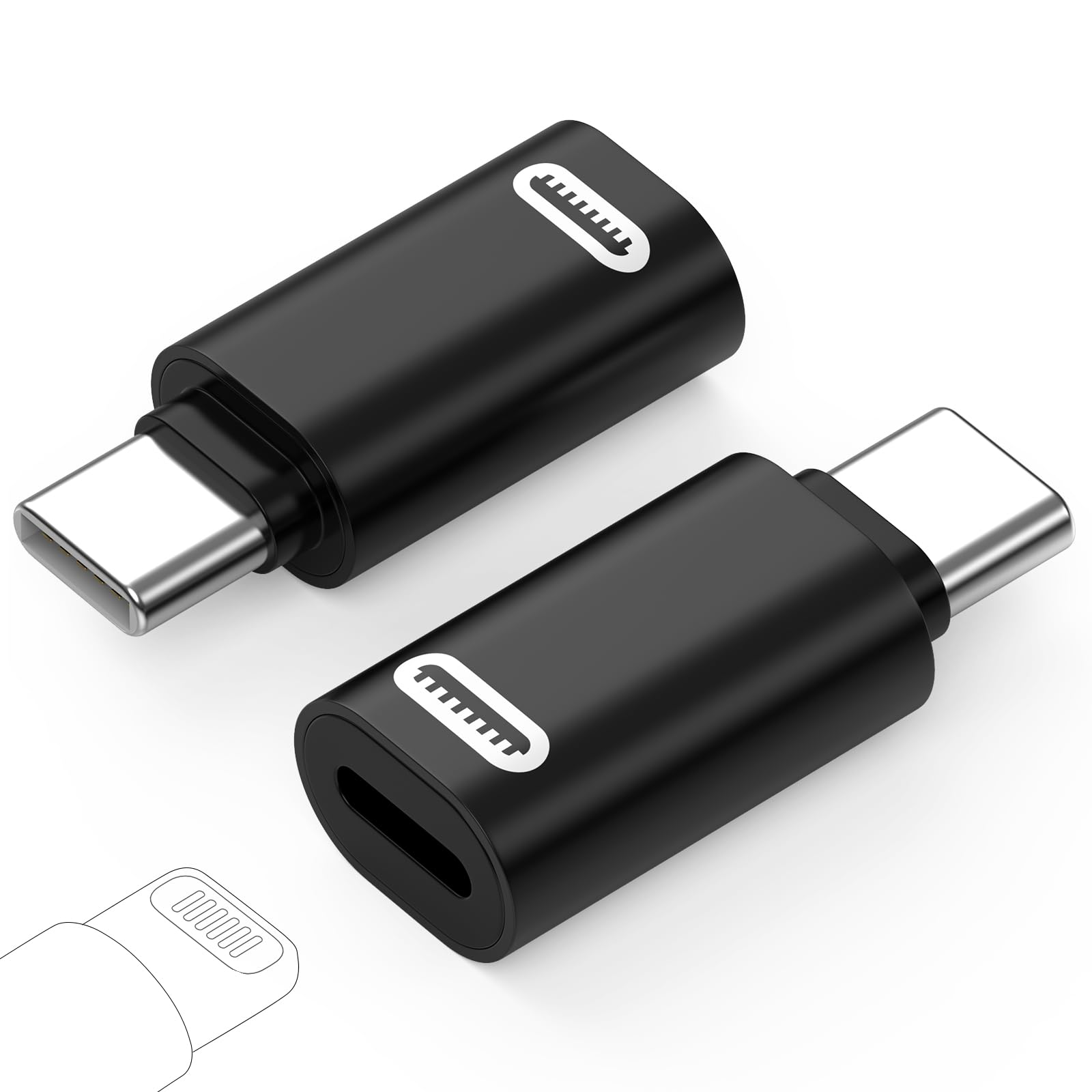 Adaptador Moko Lightning Feminino Para Usb C Macho Para Iphone Preto