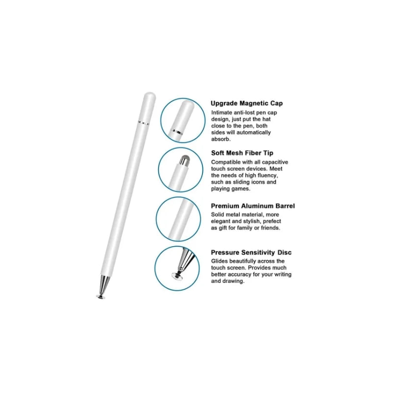 Caneta De Toque De Ponta Dupla Para Tablet Ipad Branca