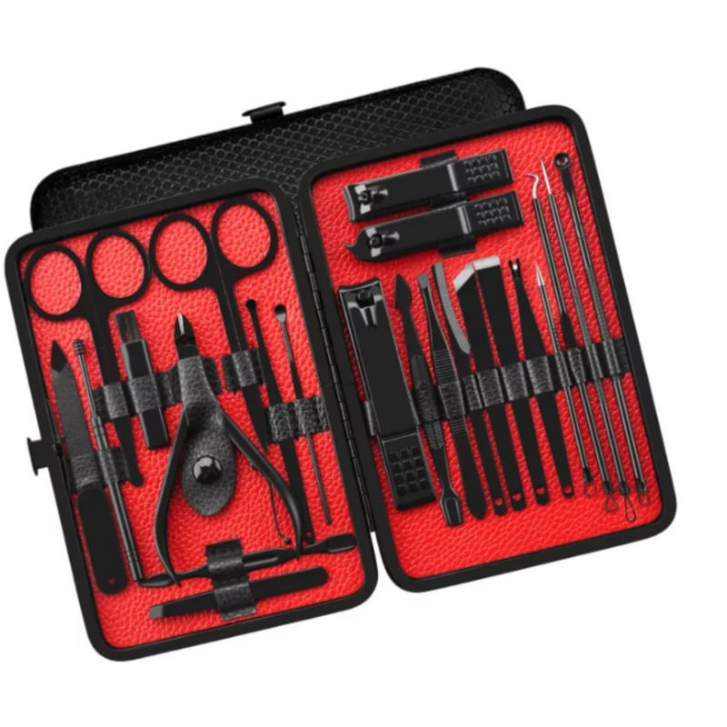 Conjunto De Manicure E Pedicure 23 Peças Em Aço Inoxidável