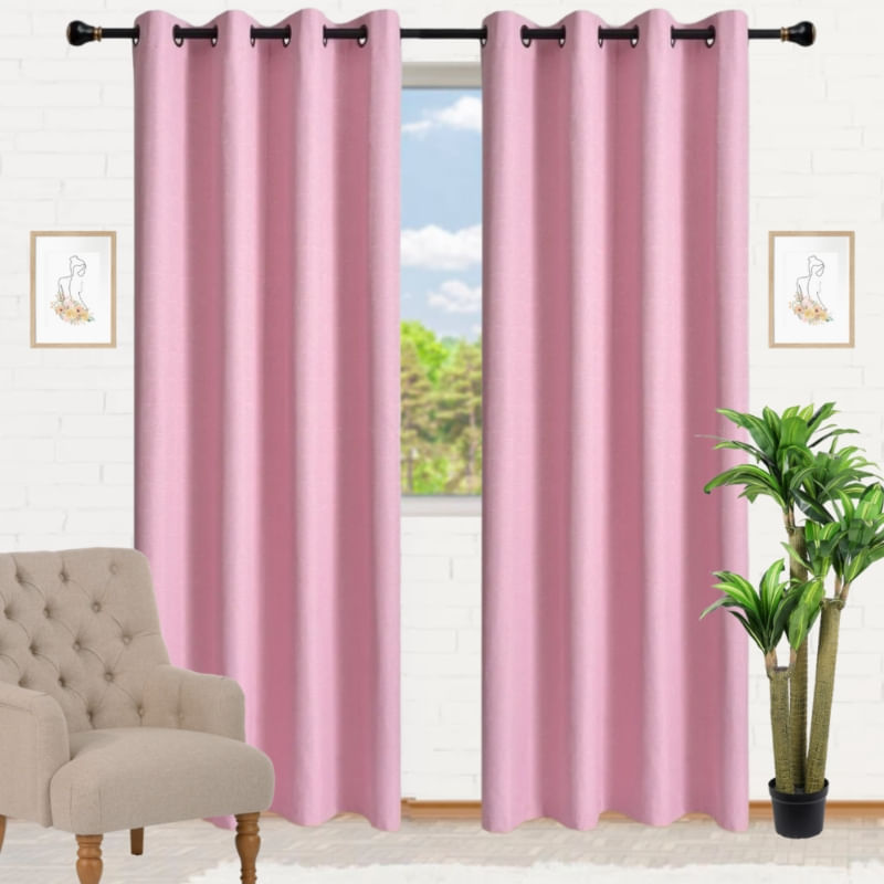 Conjunto De Cortinas Blackout Rosa 140x230cm, Cada 2 Panos