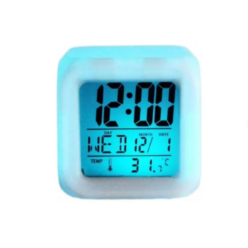 Relógio Digital Led Alarm Clock Cube Com Temperatura