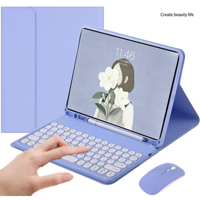 Capa Com Teclado E Mouse Em Espanhol Para Ipad De 10,2 Polegadas