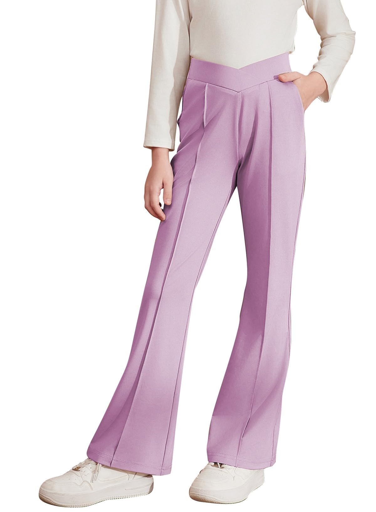 Flare Pants Blibean Para Meninas De 6 A 7 Anos, Uniforme Roxo Elegante
