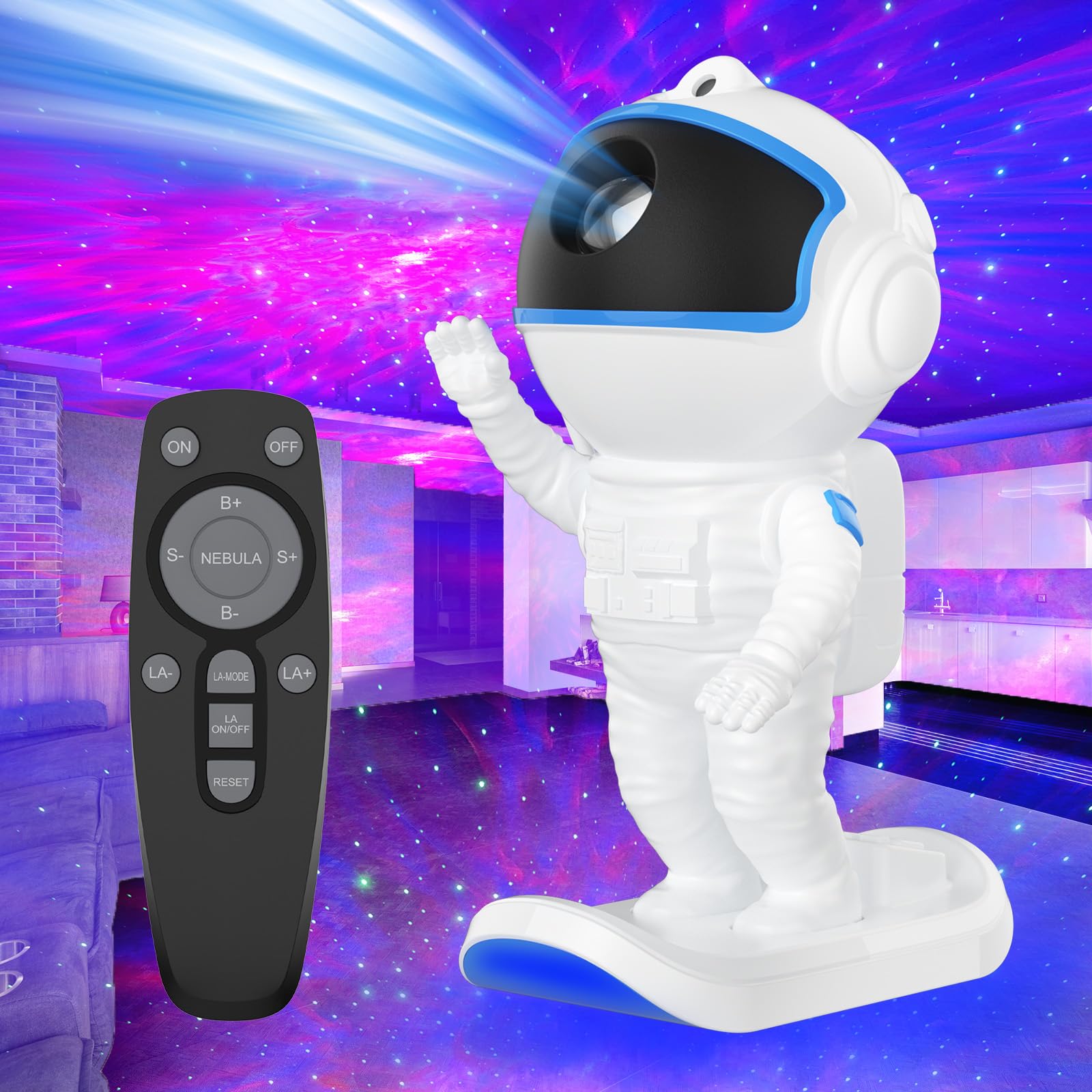 Projetor Galaxy Hijopib Star Projector Night Light Blue