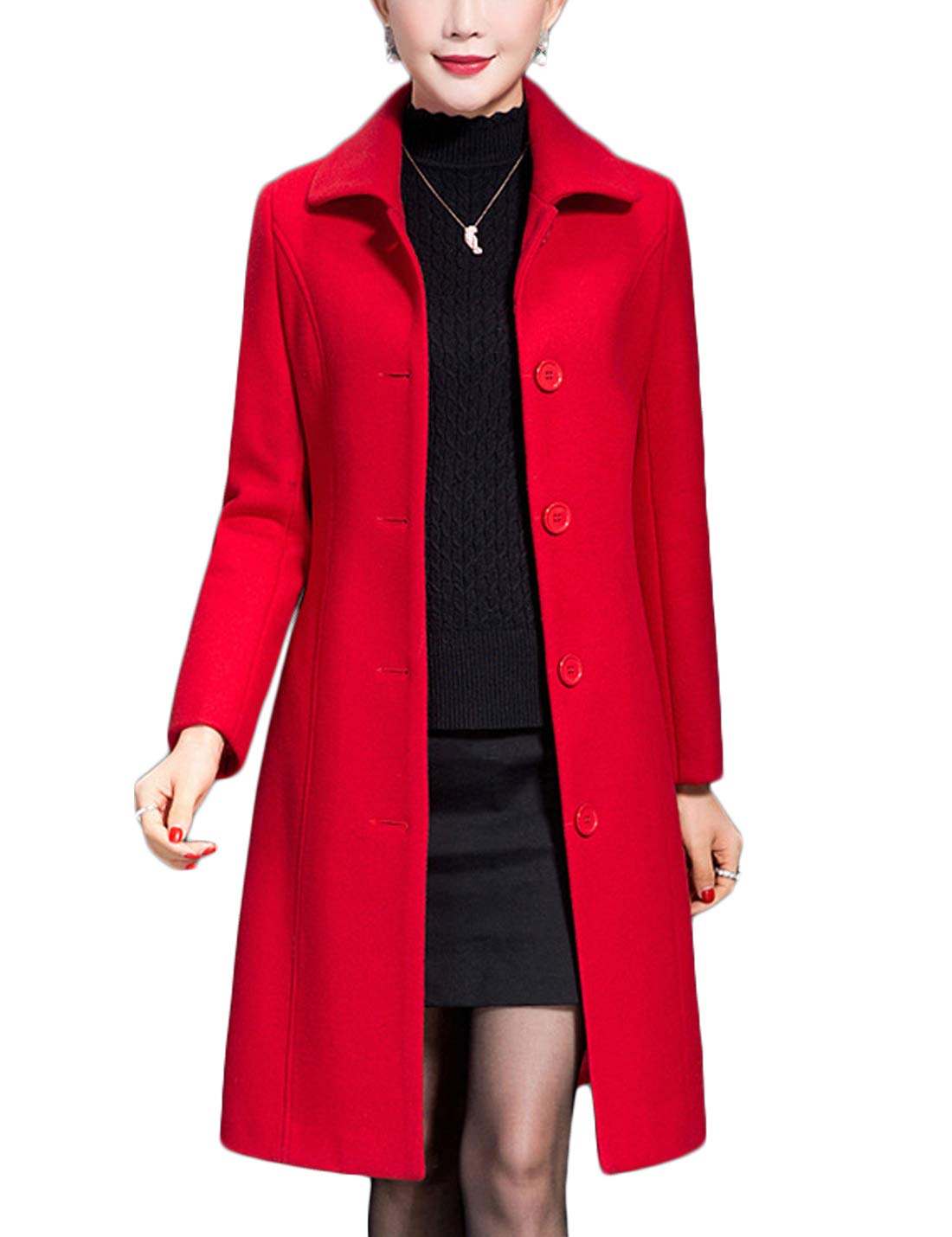 Casaco Jenkoon Feminino Wool Trench, Casaco Grosso De Inverno, Vermelho