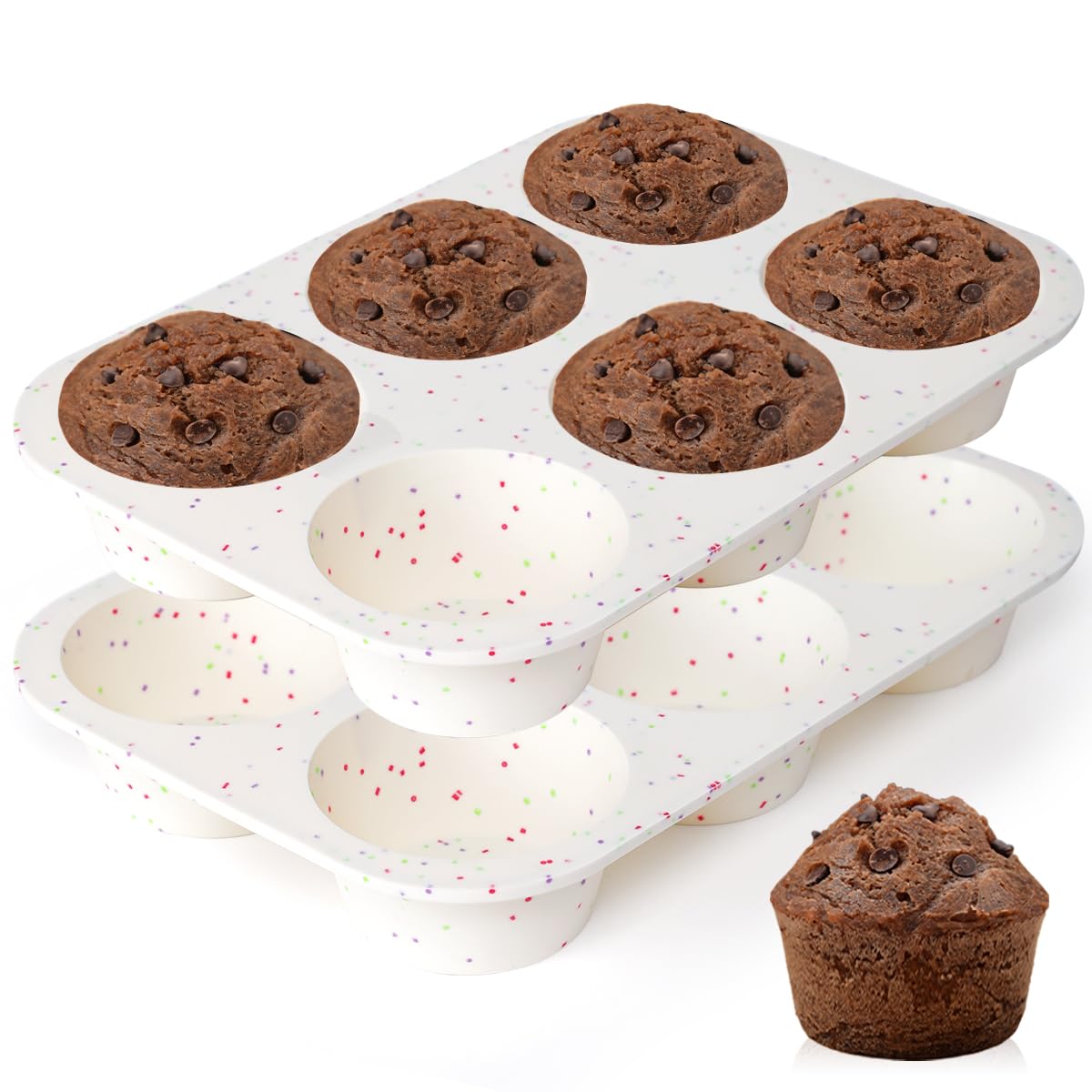 Forma De Muffin Caketime Jumbo De 6 Xícaras De Silicone Para Assar 3,5 Polegadas
