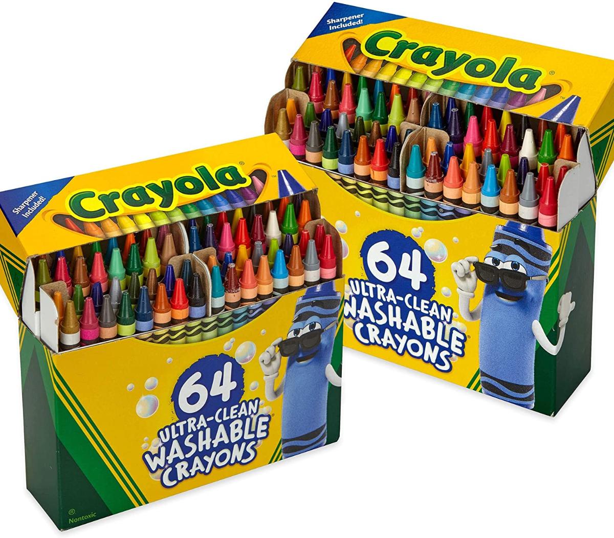 Crayola 64ct Ultra Clean Washable Crayons, 2 Pack Bulk Crayon Set, Presente para Crianças
