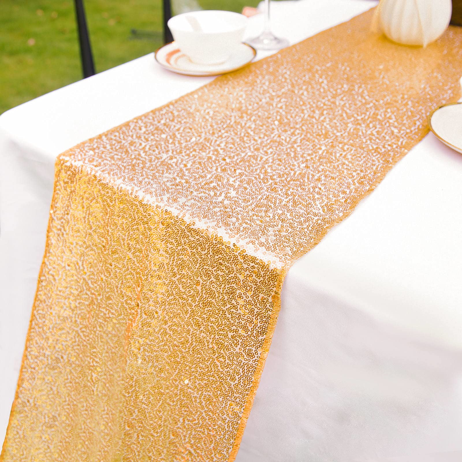 Table Runner Cameway Glitter Gold 30 X 275 Cm Para Decoração De Festas