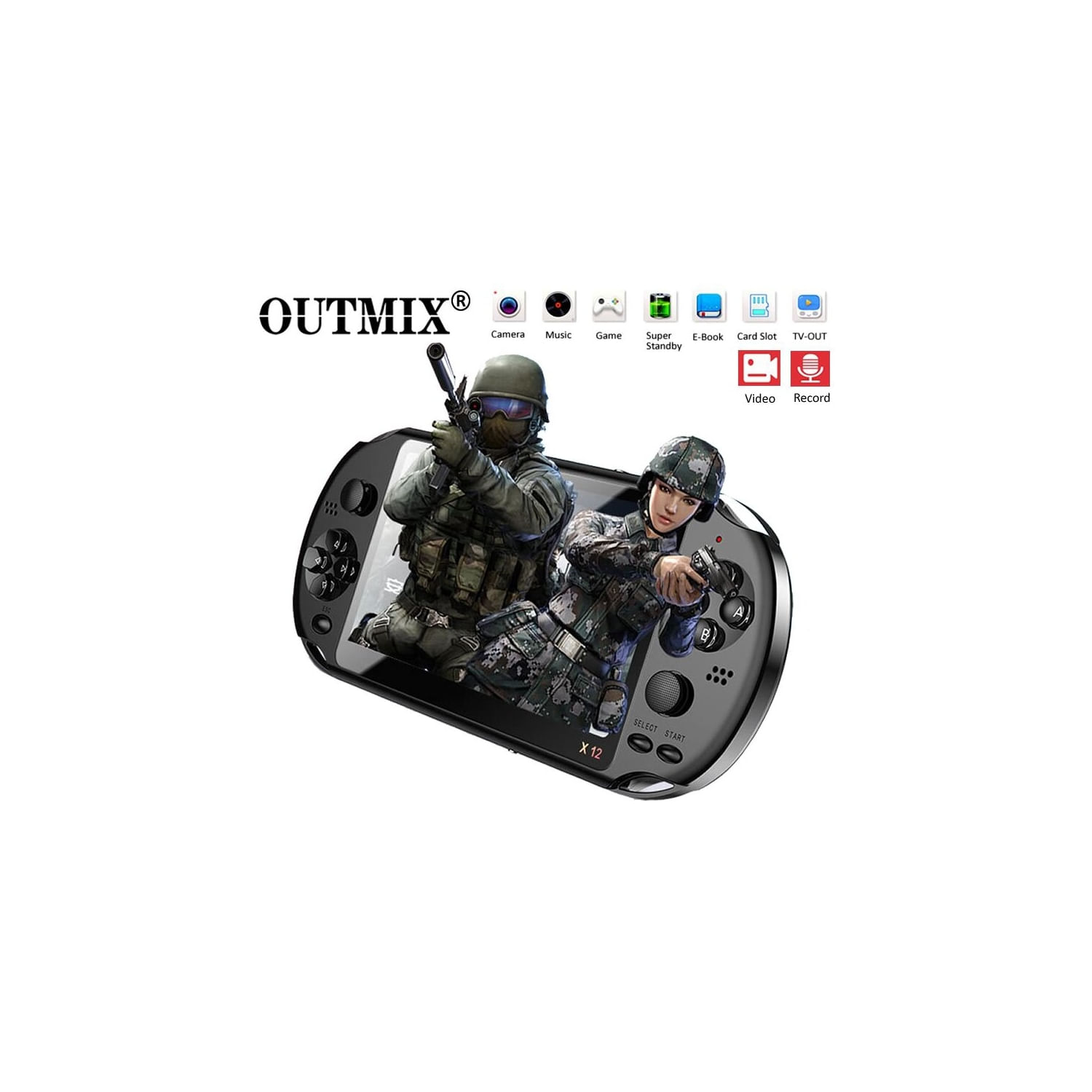Consola De Jogos Portátil X12 Lcd De 5,1 Polegadas Com 3000 Jogos Gba/nes