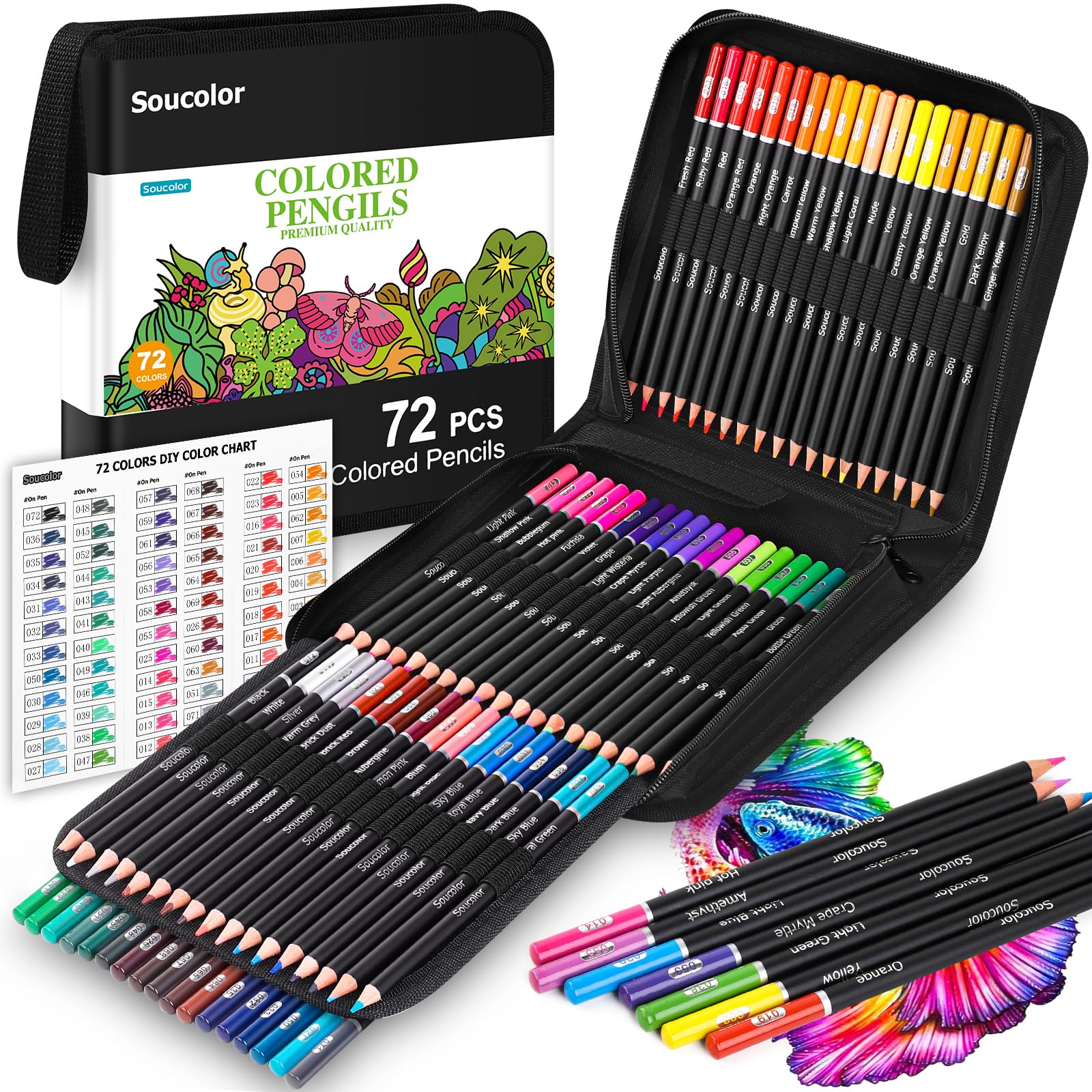 Art Set Soucolor 72 Lápis De Cor Com Estojo Com Zíper