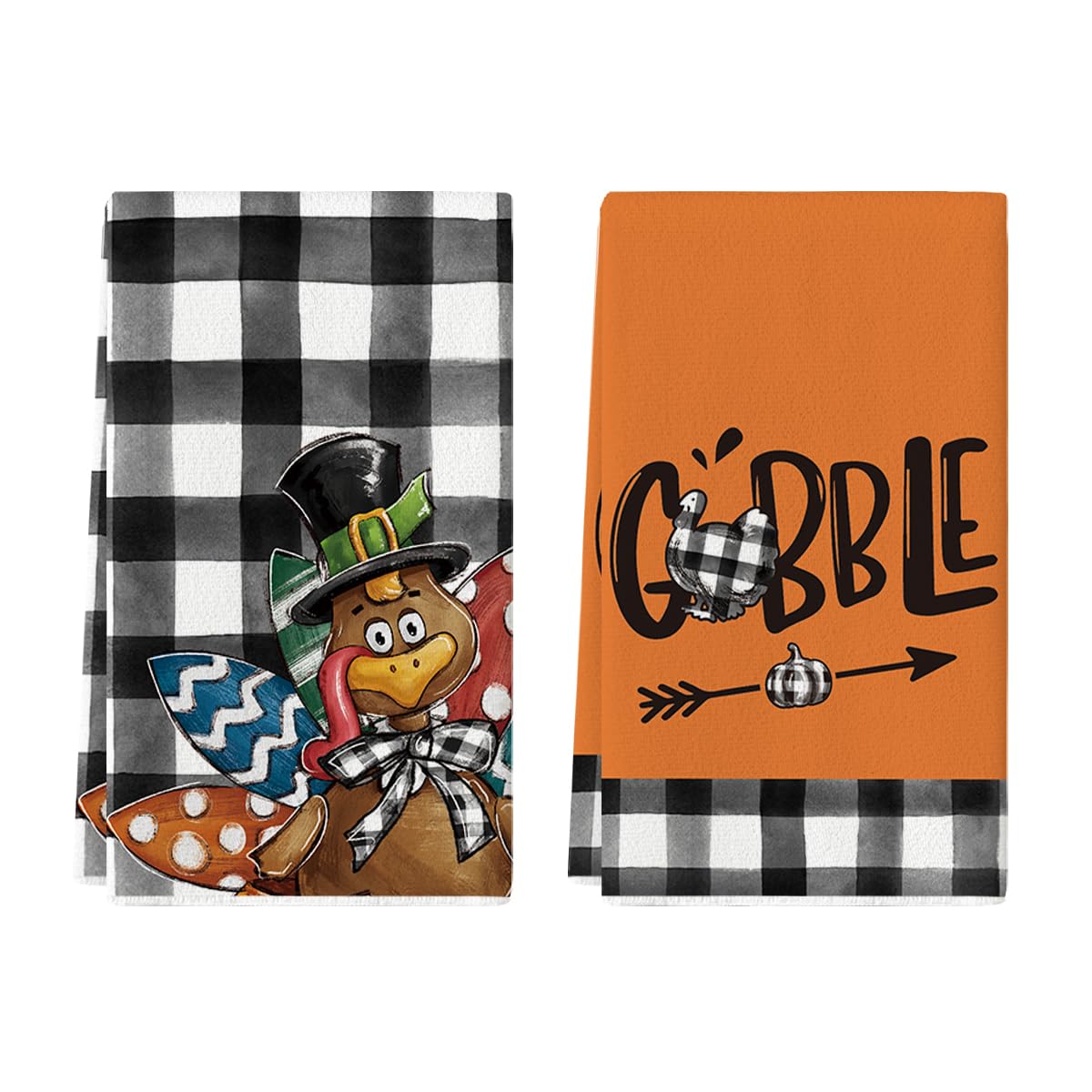 Toalhas De Cozinha Artoid Mode Buffalo Plaid Turkey, Conjunto De 2