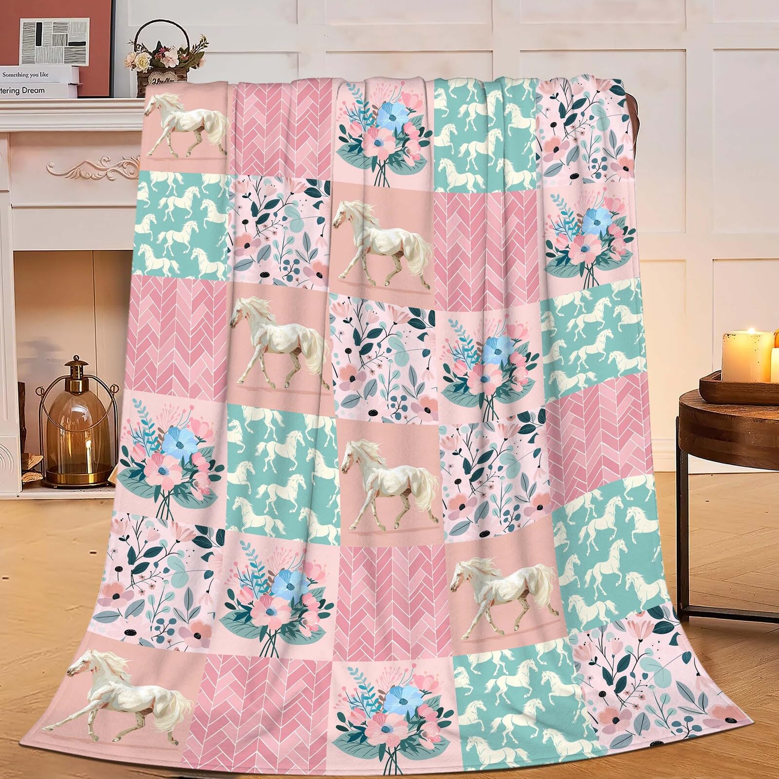 Cobertor Fuzawet White Horse Flanela De Lã 100x125cm