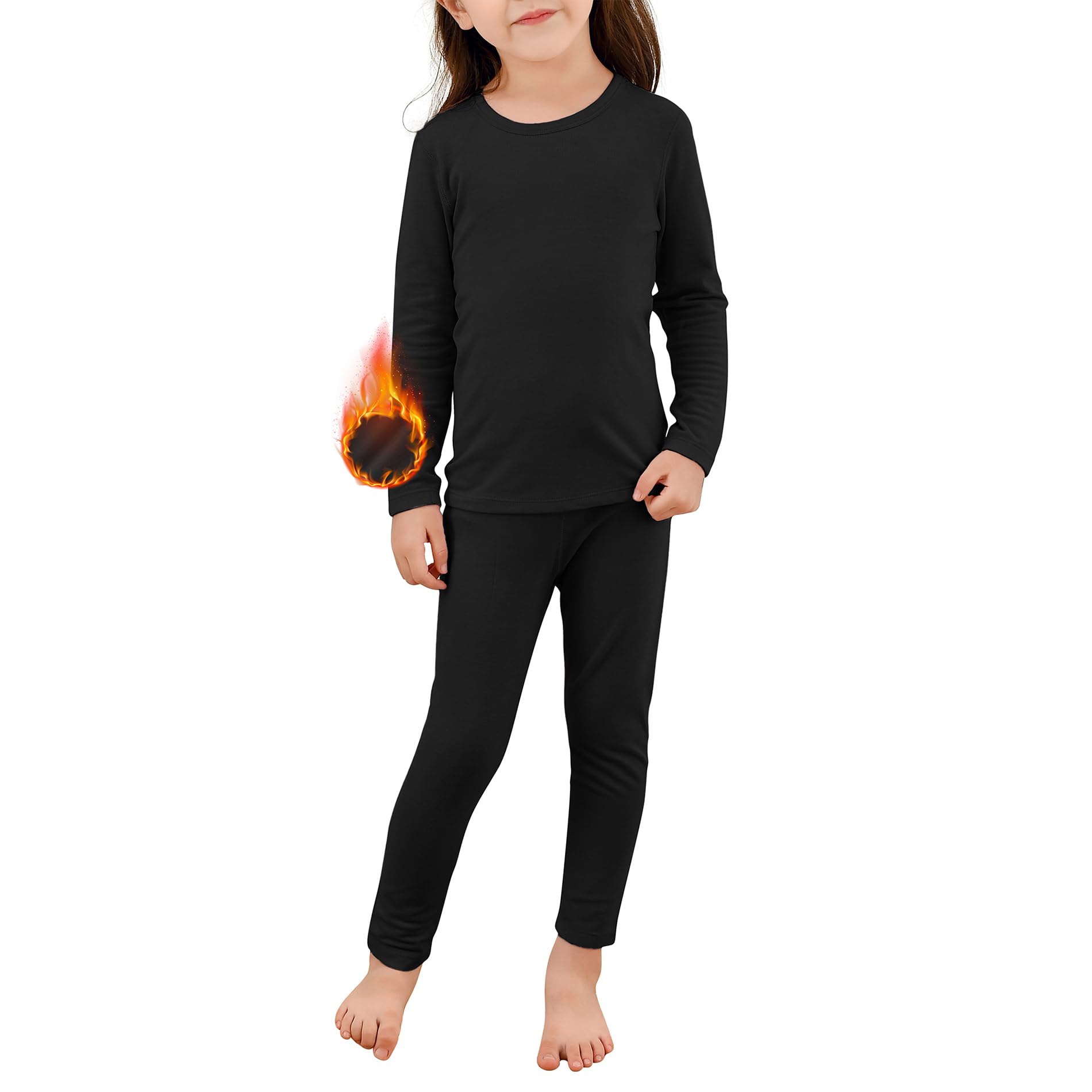 Conjunto De Roupa Íntima Térmica Zando Para Crianças Base Layer Black 4t-5t