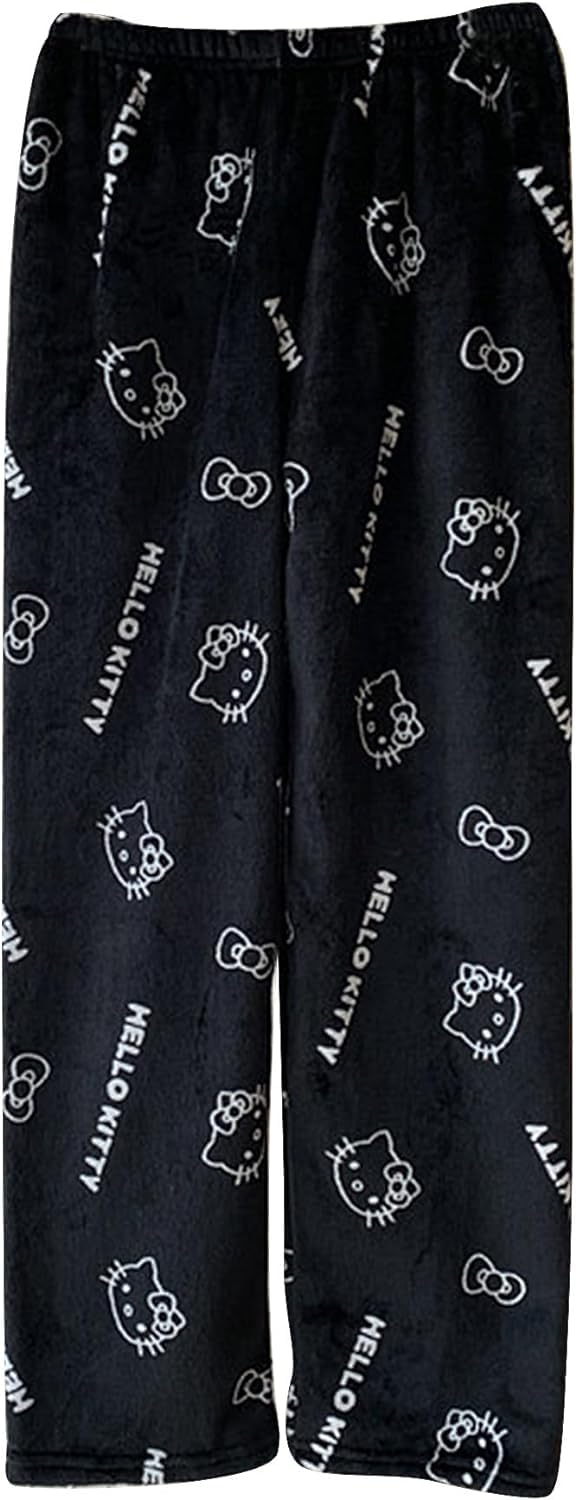 Calças De Pijama Kunsecsh Anime Cartoon Flannel Para Mulheres/meninas