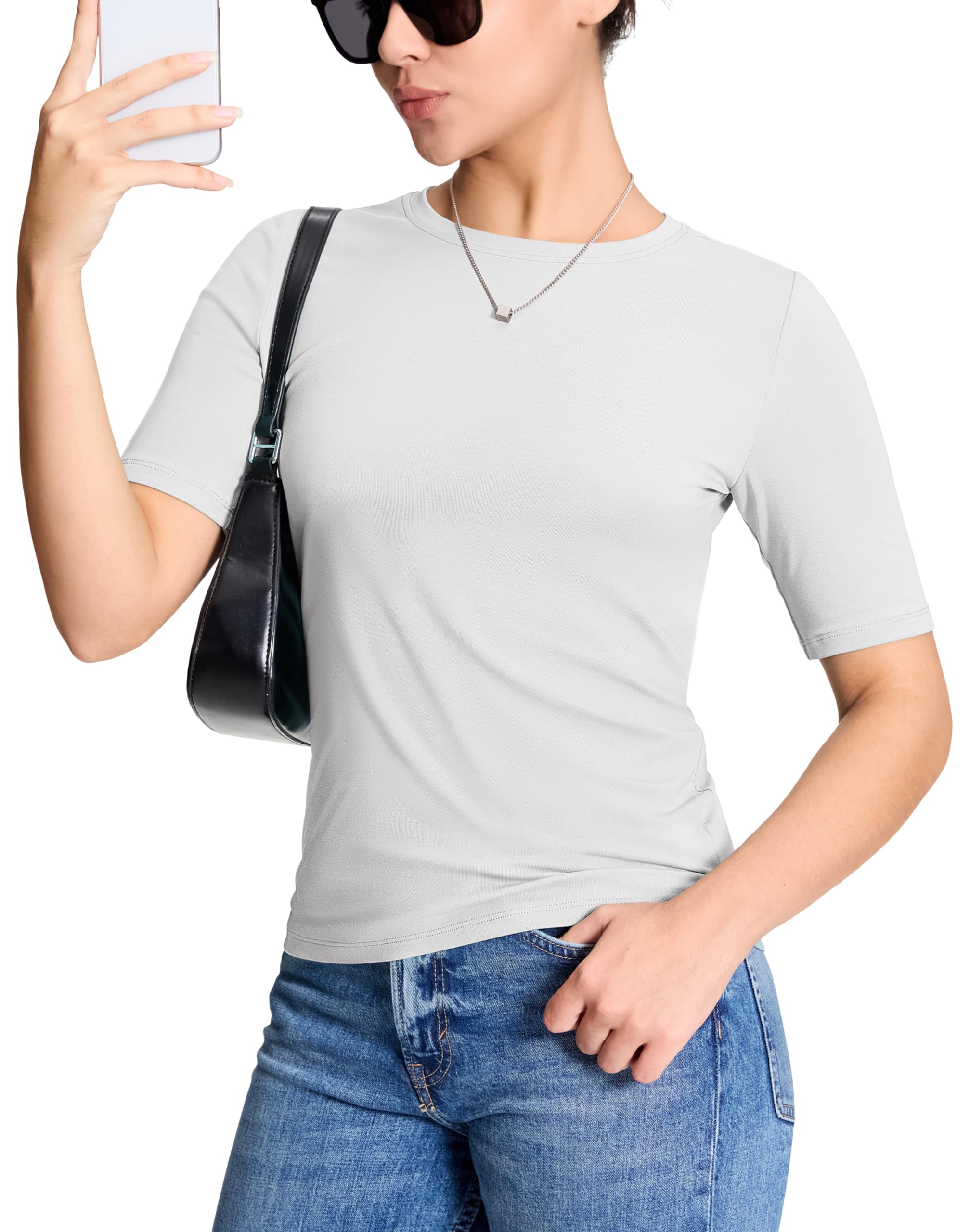 Camiseta Feminina Yucolen De Meia Manga Curta De Algodão Branca