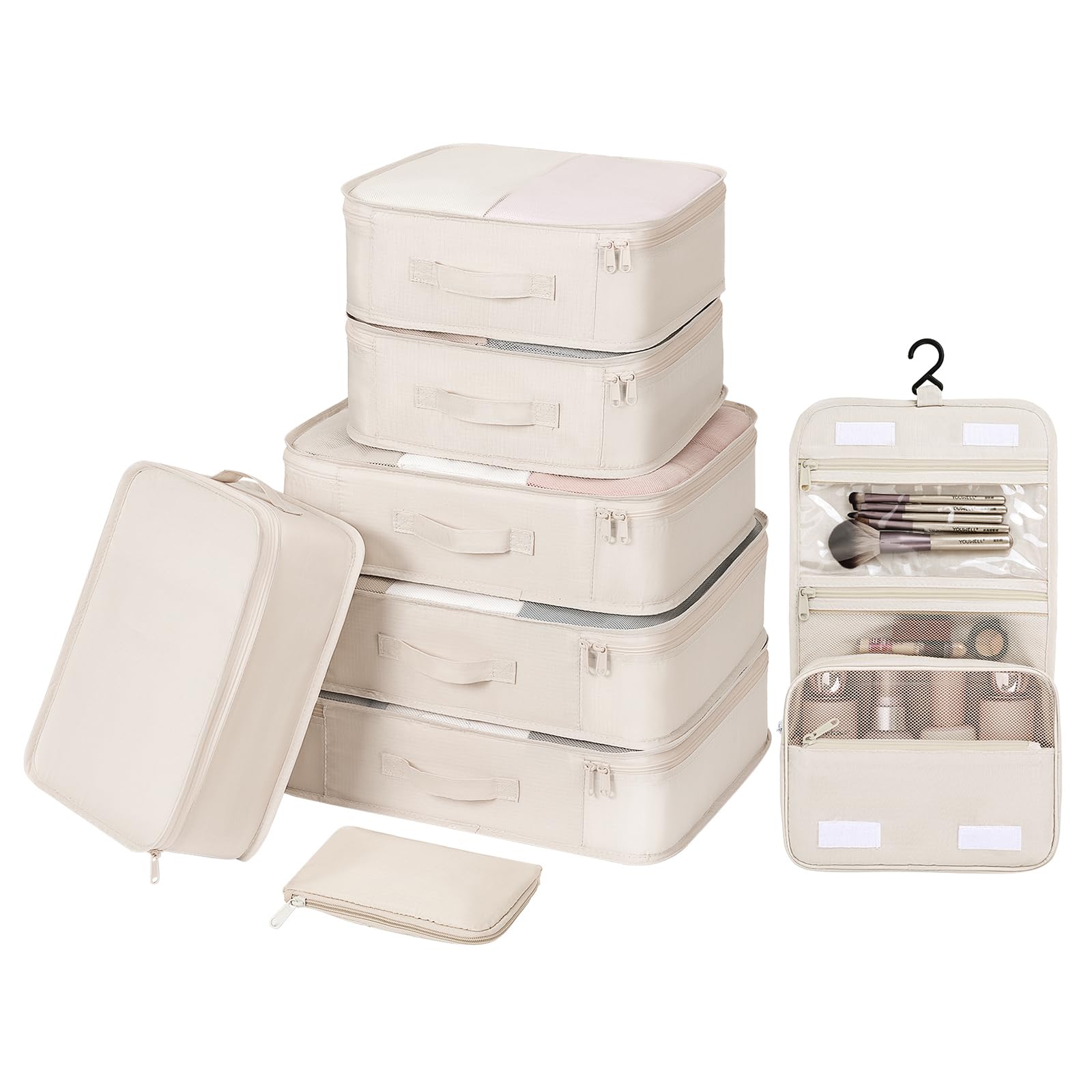 Cubos De Embalagem Dimj Para Viagens Com Bolsa De Produtos De Higiene Pessoal, 8 Peças De Creme