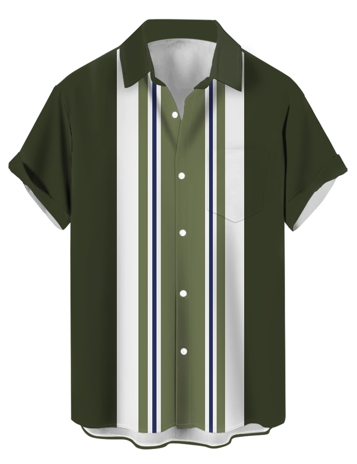 Camisa De Boliche Curbodo Estilo Havaiano Retrô Para Homens Verde Escuro