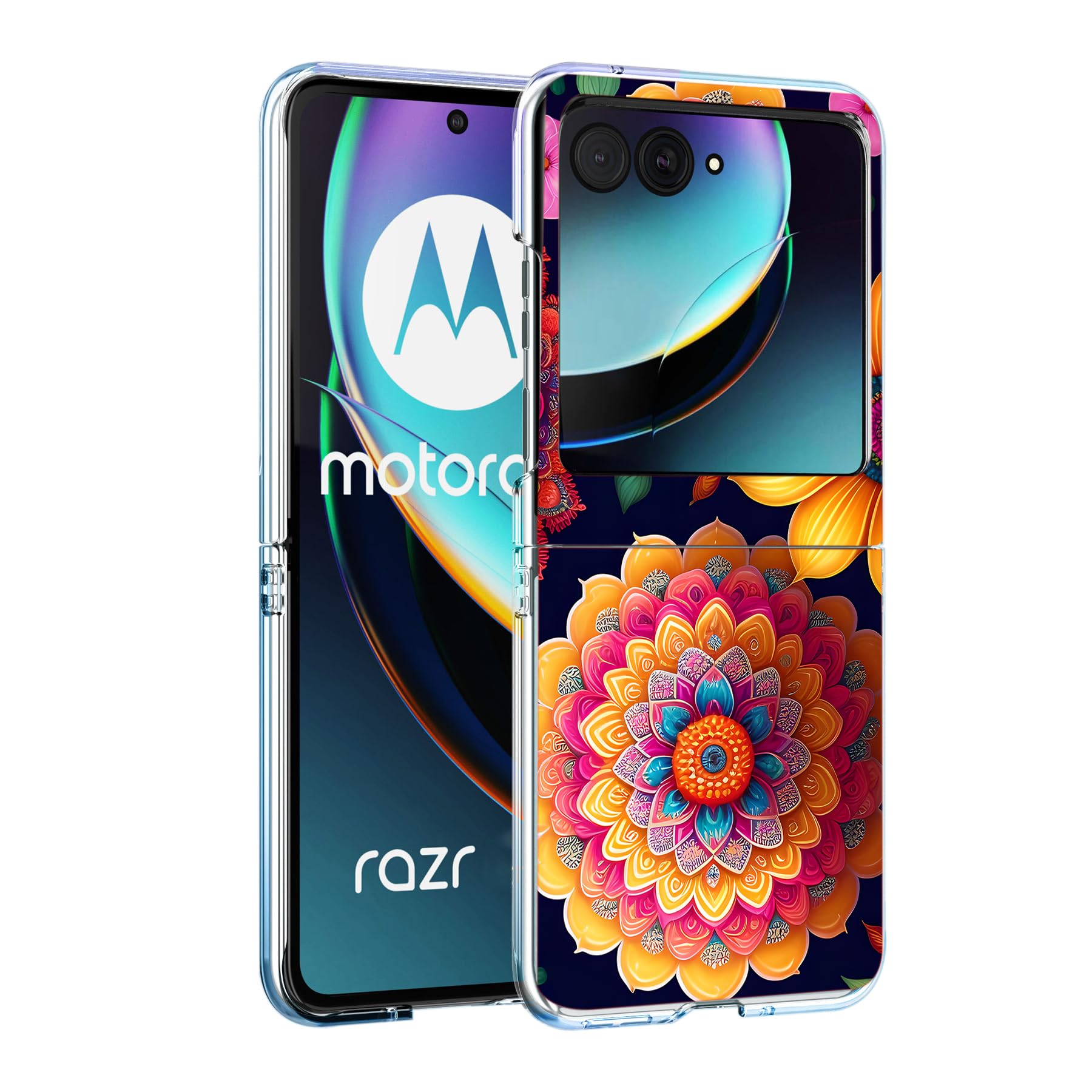 Capa De Telefone Bcov Para Motorola Razr 2024 Floral Mandala Design