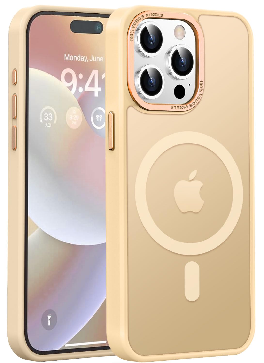 Capa De Telefone Newfuture Magnetic Para Iphone 15 Pro Max Light Gold