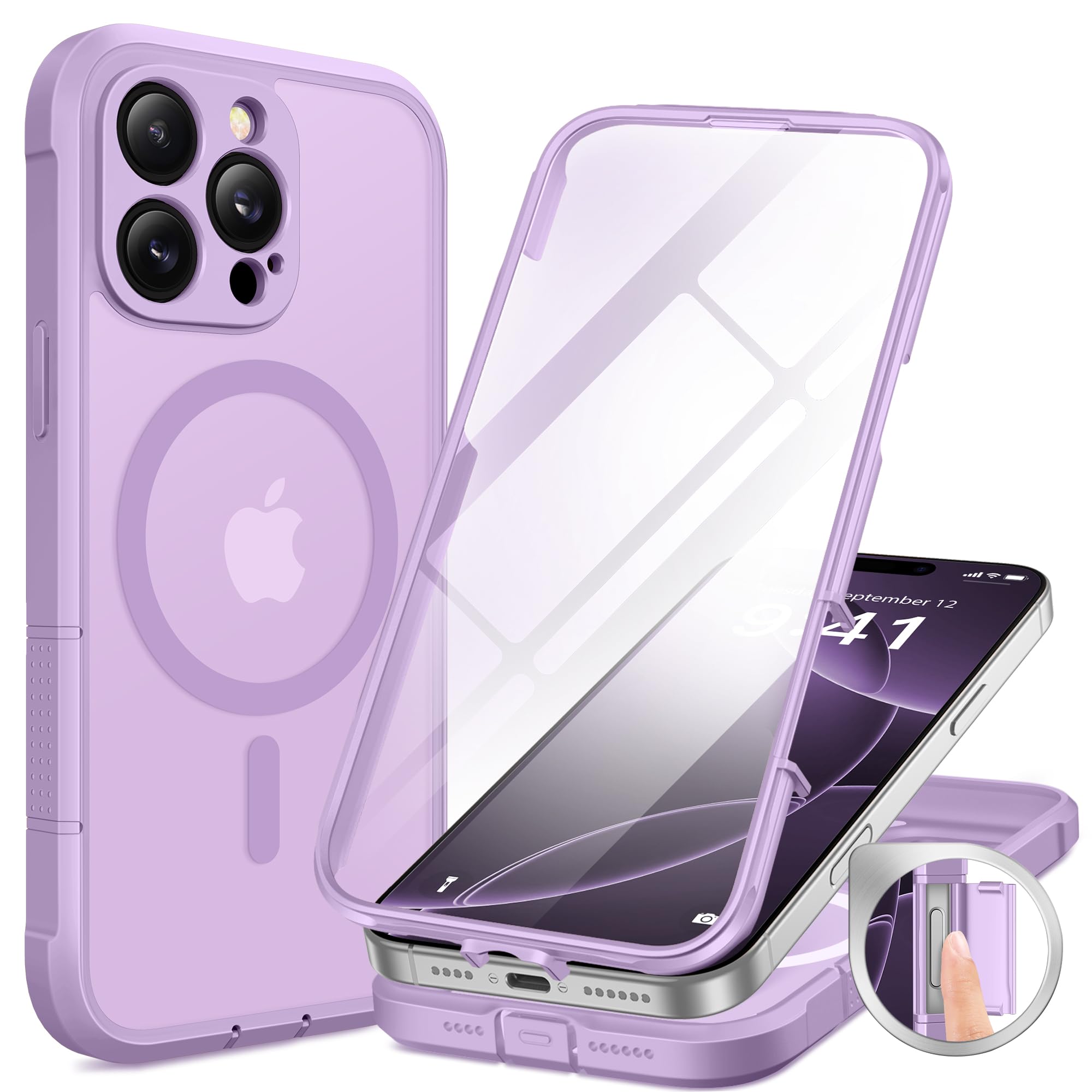 Capa De Telefone Berfy Magnetic Para Iphone 16 Pro Max Roxa