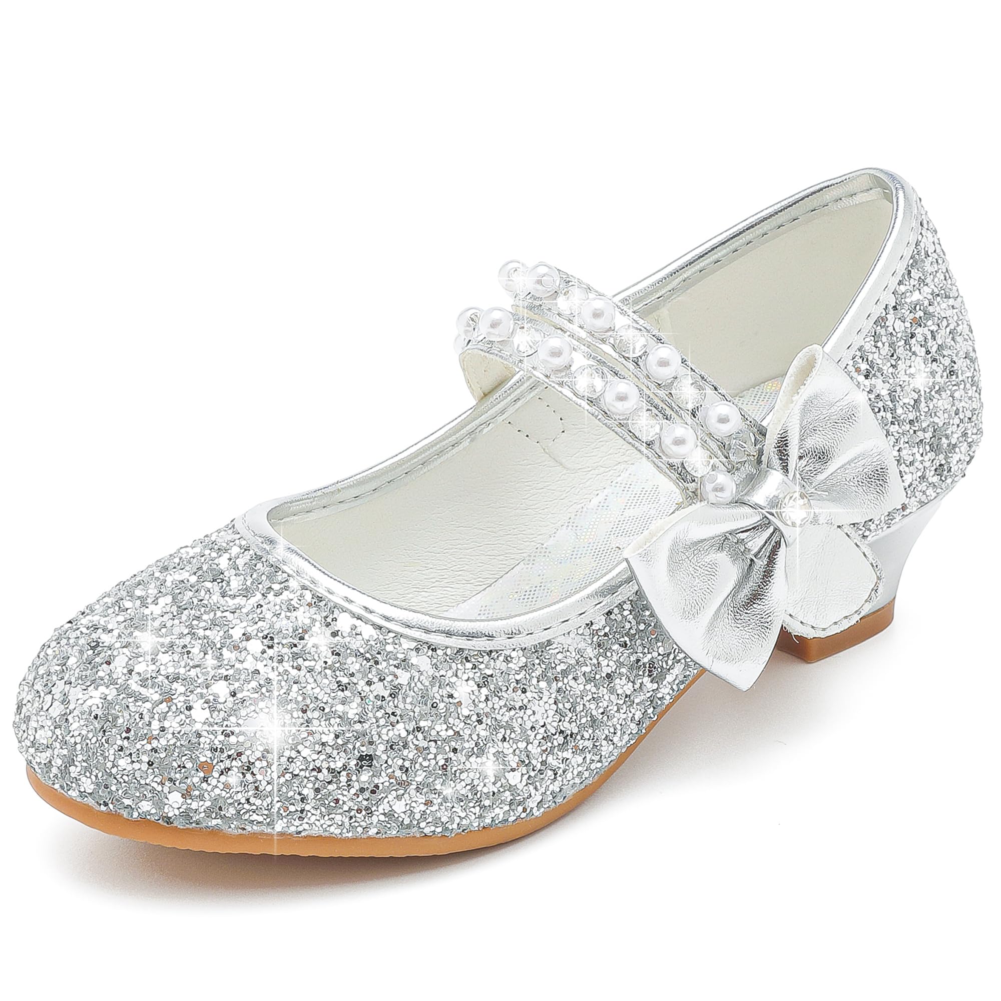 Sapatos Motasha Girls Heel Flower Girl Dress Silver Tamanho 1