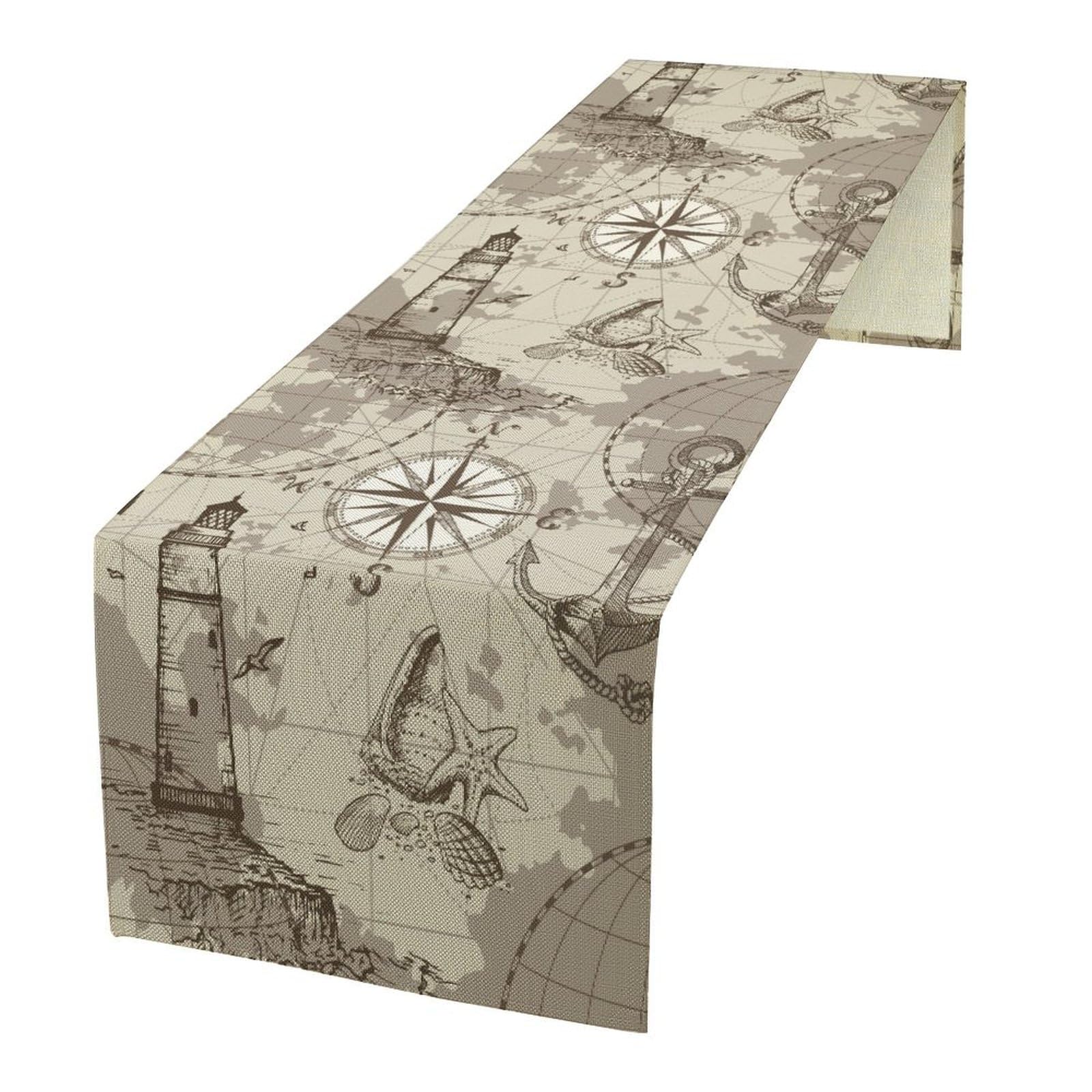 Mapa De Veleiro Náutico Table Runner Xbddzsw 33x178cm De Linho