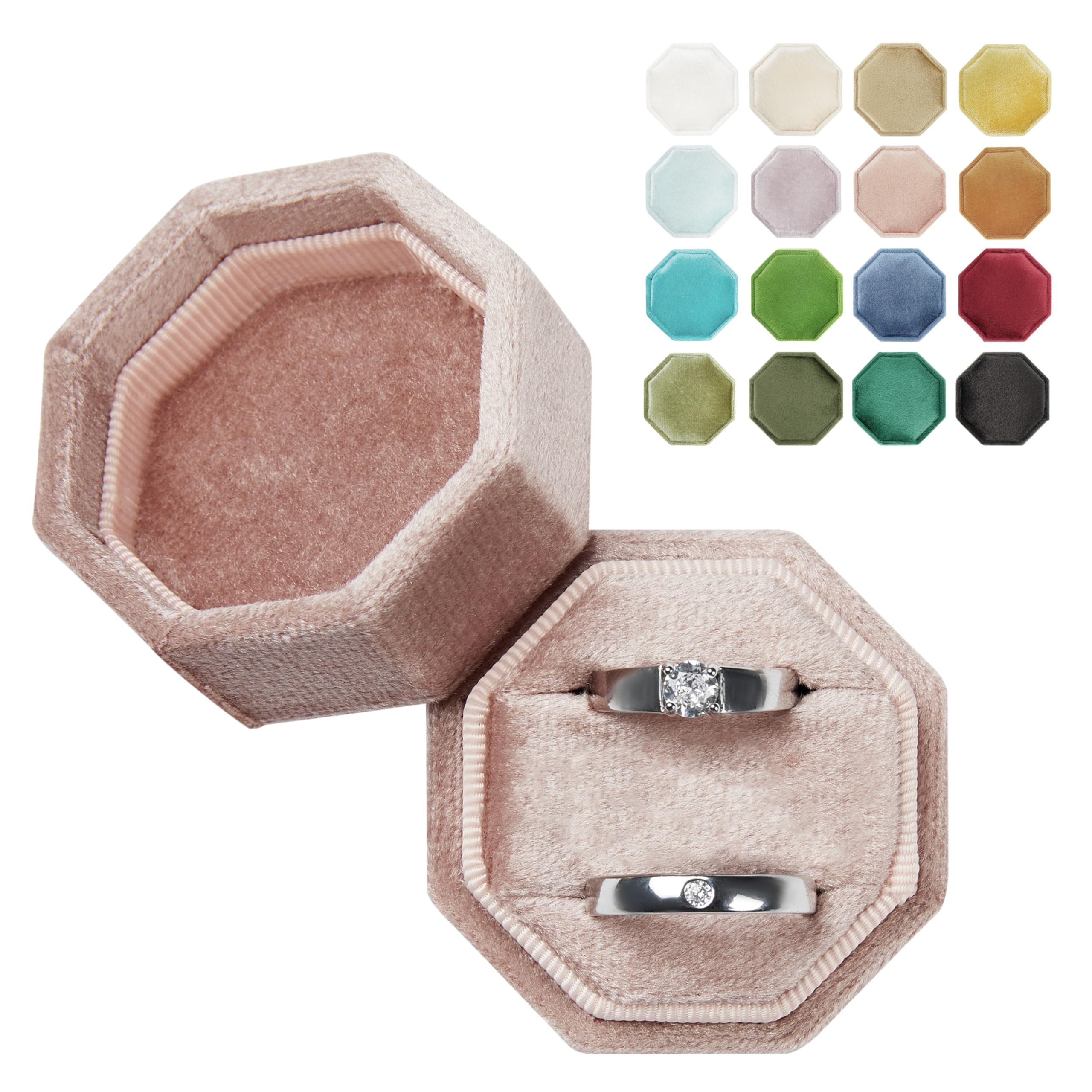 Caixa De Anel Vacfulliven Velvet Wedding 2 Slots Dusty Pink