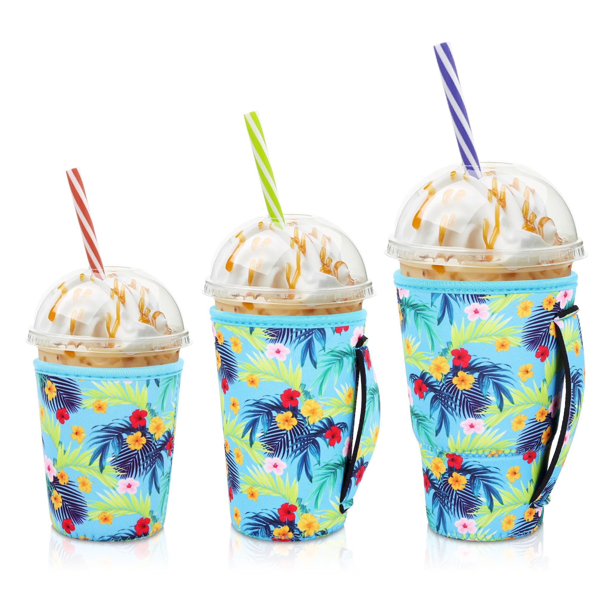 Isolador De Manga De Café Gelado Ajltpa, Pacote Com 3 Unidades Para Copo De 500-1000 Ml