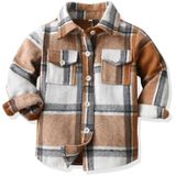 Camisa Xadrez De Flanela Yaopelky Toddler Boy 4-5 Anos Marrom