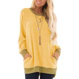 Blusas Femininas Casuais Gadewake, Com Bloco De Cores, Manga Comprida, Amarela