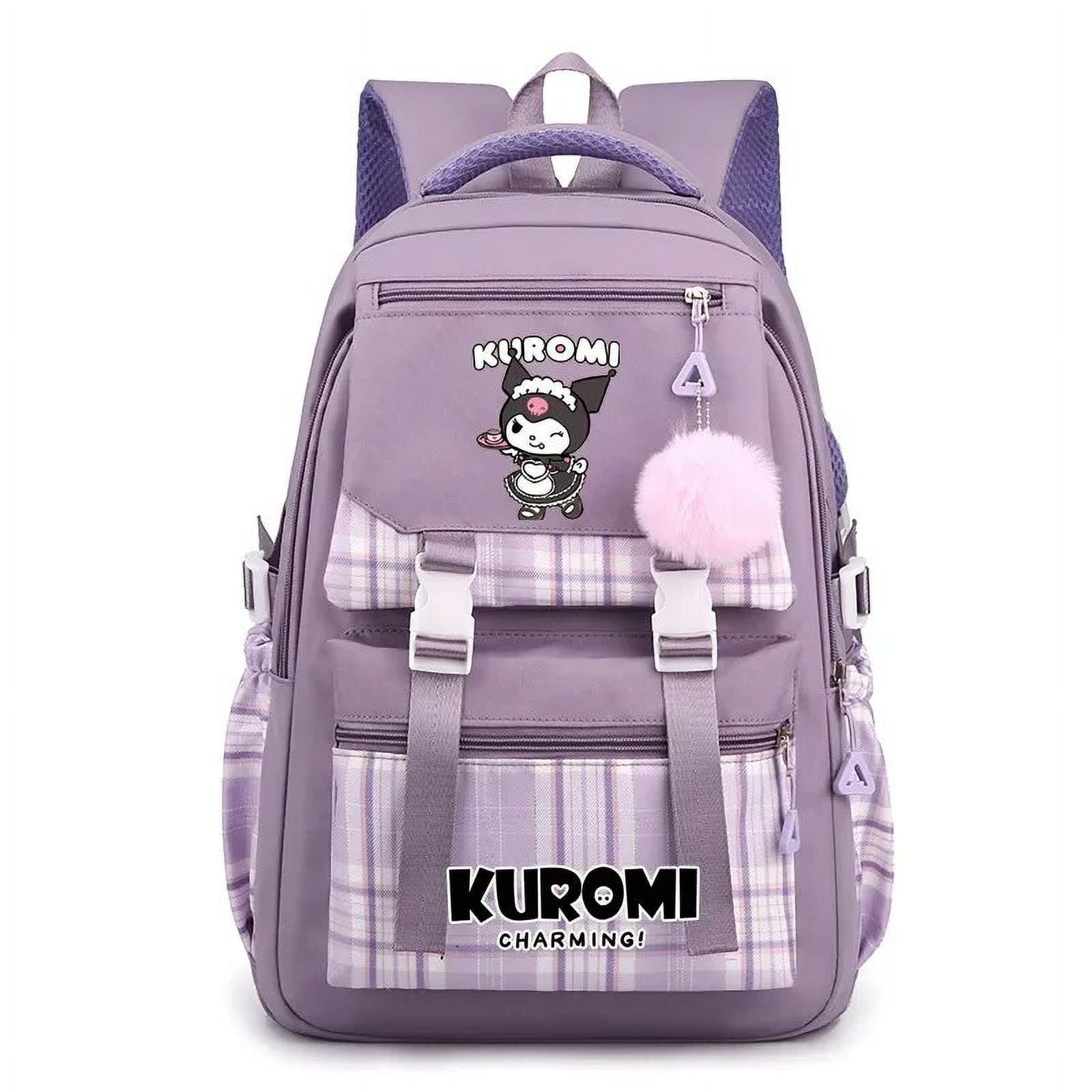 Mochila Sanrio Kuromi Impermeável De Grande Capacidade 42cm