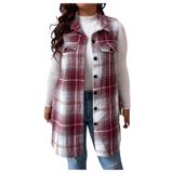 Outwear, Colete, Jaqueta Xadrez De Tweed, Camisa Com Botões